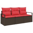 vidaXL Sofa sett 3 pcs Brun polyrotting