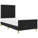  Sengestamme med hodegjerde Svart 90 x 190 cm stoff