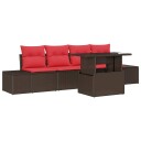vidaXL Sofa sett 5 stk. 4-Antall seter Brun og rød polyrotting