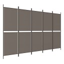 vidaXL Romdeler med 5 paneler antrasitt 250x200 cm stoff
