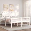 vidaXL Sengeramme med hodegavl hvit 160x200 cm heltre