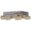  Hagesofa Set med pute 9 pcs beige og lysegrå