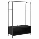  Klesstativ med hyller svart eik 100x44x160 cm