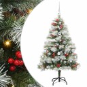 vidaXL Kunstig juletre Grønn og hvit 150 cm PVC og Metall og Plast