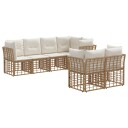vidaXL Utendørs sofa sett med pute 7 pcs Naturlig Polyester