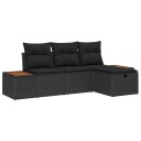 vidaXL Hagesofa Set 4 stk. Svart polyrotting