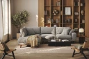 Copenhagen Premium 4 personers Venstrevendt L formet Dyb Chaiselongsofa i Chenille   Grå