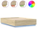  Sengeramme med LED-lys sonoma eik 150x200 cm konstruert tre 8721012273412