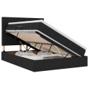  Seng med lagring og madrass Svart 140 x 190 cm Polyester