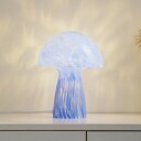 Lindby Hubi bordlampe blå glass Ø 22 cm soppform