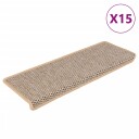 vidaXL Selvklebende trappematter sisal-utseende 15 stk 65x25 cm beige