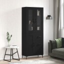 vidaXL Highboard svart 69,5x34x180 cm konstruert tre 8720845480806