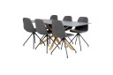 Venture Design Piazza & Polar spisegruppe Grå/svart 6 st stoler & bord 180 x 90 cm