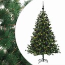 vidaXL Kunstig juletre med julekuler 210 cm 300 LED-lys Varmhvit