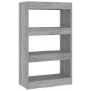 vidaXL Bokhylle/romdeler gr? sonoma eik 60x30x103 cm sponplate