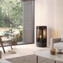 Caro 90 platina frittstående biopeis med sideglass og ståldør