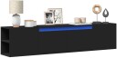  Vegghengt TV-benk med LED svart 180x31x39,5 cm