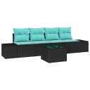 vidaXL Hagesofa Set 5 stk. Svart og turkis polyrotting