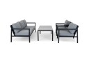 Brafab Belfort sofagruppe Svart med grå dyna 3 seter sofa & 2st lenestoler & sofabord 140x70 cm