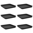vidaXL Firkantet Blomsterbrett 6 pcs Svart 21 x 21 x 2 cm Plast