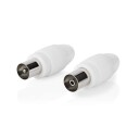 Nedis IEC koaks Connector Rett Hann / Hunn Nikkel Belagt 75 Ohm Skrue Kabeltilførselsdiameter: 7.0 Mm Metall PVC H
