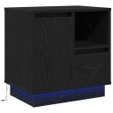  Nattbord med LED Svart Eik 50x34,5x50 cm