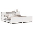  Sengeramme med madrass hvit 200x200 cm heltre furu 8721158625434