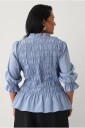 Ellos Plus collection   Bluse med vaffelsøm   Blå