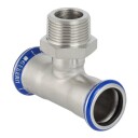 Geberit T-stykke 35mm x 1 1/4" Rustfritt Stål til Vannslanger