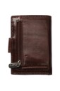 Nord Leather. Liten Unisex skinn Lommebok 10 kort/ Liten Myntlomme Brun