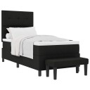  Box Spring Seng med madrass & benk svart 100x200 cm stoff