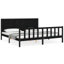 vidaXL Sengeramme med hodegavl svart 200x200 cm heltre