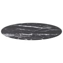  Bordplate svart Ø70x0,8 cm herdet glass med marmor design