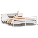  Seng med bokhylle uten madrass hvit 200x200 cm heltre furu 8721158606488