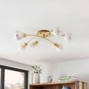 Lindby Agmar taklampe, messing, 6 lyskilder