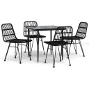 vidaXL Hagespisegruppe 5 deler svart polyrotting