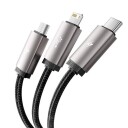 Tech-Protect UltraBoost 3-i-1 KABEL Lightning USB-C MicroUSB 100cm 3.5A Grå