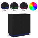  Skap med LED svart eik 71x34,5x75 cm laget av tre