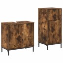  Baderomsinnredningssett Rutete 2 pcs Røkt eik 39.5 x 36 x 88 cm