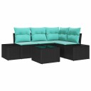 vidaXL Hagesofa Set med lagring Svart og turkis polyrotting