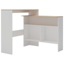  Barbord med 2 bordplater hvit og eik 130x40x120 cm 280220