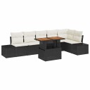 vidaXL Hagesofa Set 7 stk. Svart og krem