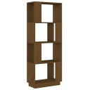 vidaXL Bokhylle/romdeler honningbrun 51x25x132 cm heltre furu
