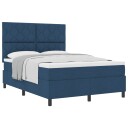  Box Spring Seng med Madrass Blå 160x200 cm Stoff