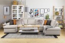 Crazy 5 seters Høyrevendt U formet X Large Sofa med Divan og Sjeselong i Stoff   Beige