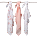 Babyono  Muslin Kluter  3 stk  70x70cm  Prinsesse Rosa
