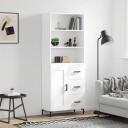vidaXL Highboard hvit 69,5x34x180 cm konstruert tre 8720845933883