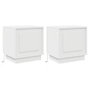  Nattbord med LED lamper 2 stk Hvit 44x34,5x45 cm