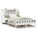  Seng med bokhylle uten madrass hvit 150x200 cm heltre furu 8721158609625