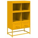  Highboard sennepsgul 68,5x39x111,5 cm kaldvalset stål